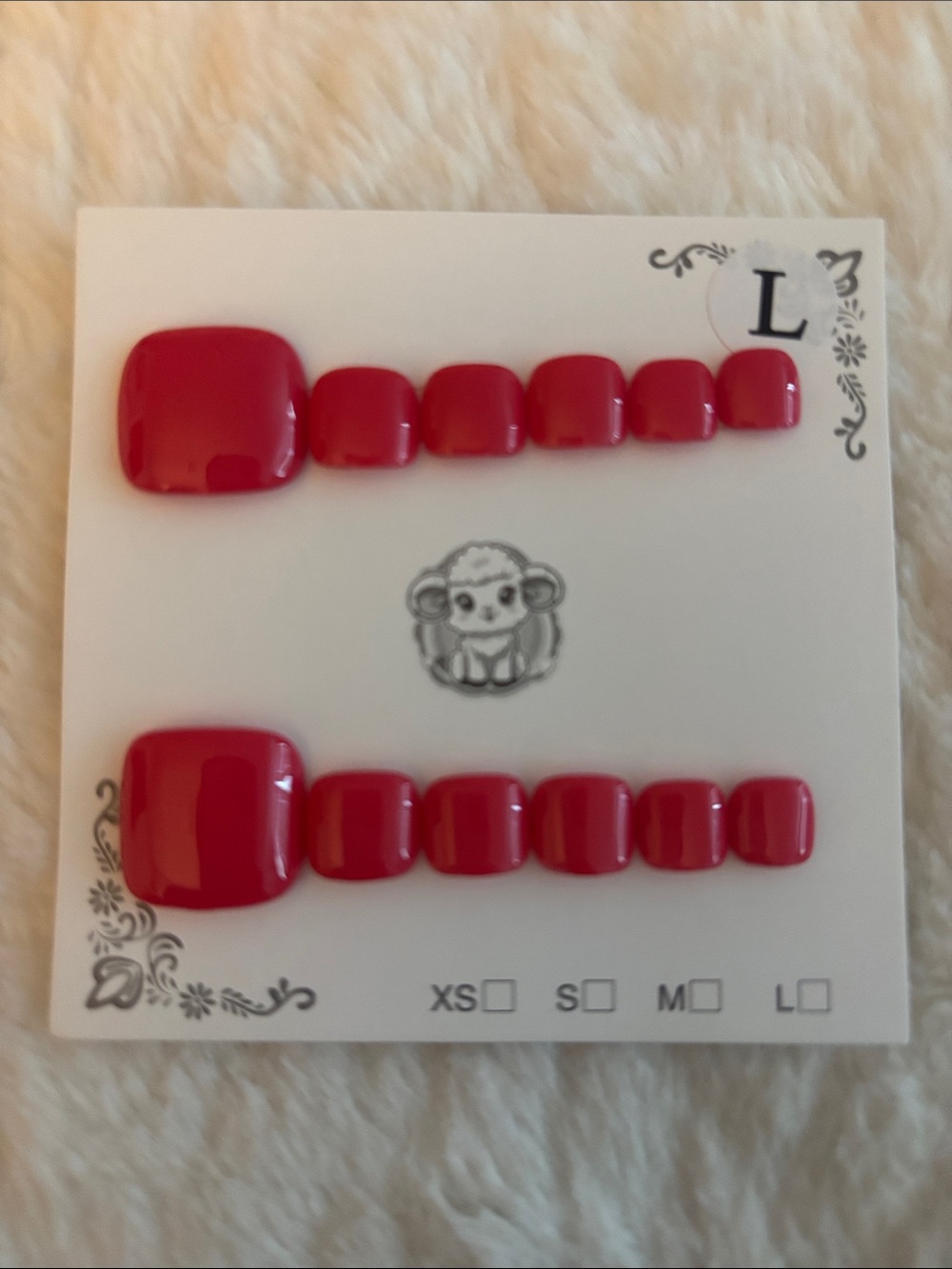 Red Kids Toe Nail Stickers - Cute Sheep Design